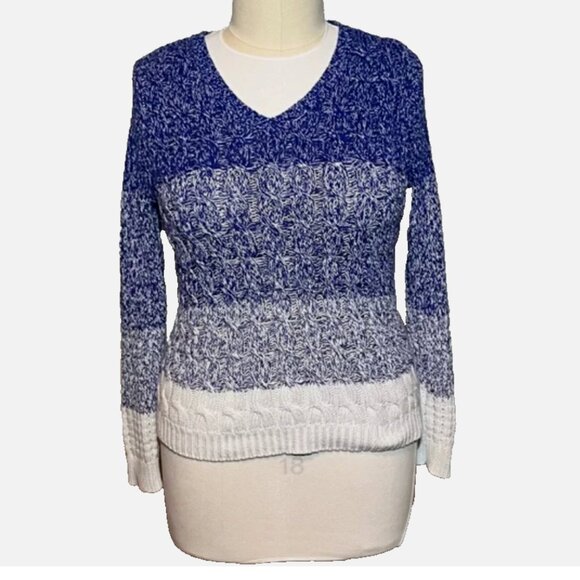 Liz Claiborne | Heather Blue and White Knitted Sweater XL - Picture 1 of 6
